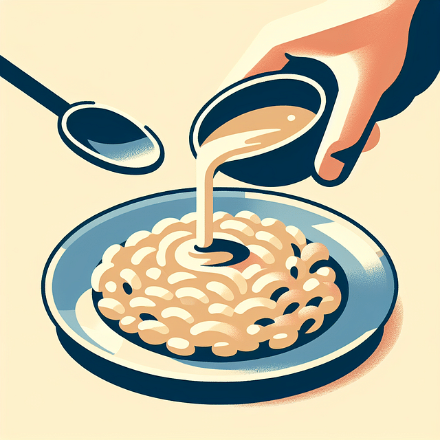 serving creamy reheated risotto on a plate